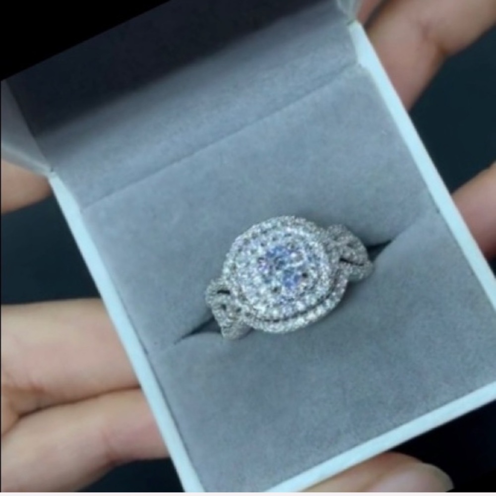 STERLING SILVER DIAMOND  WEDDING SET - Picture 7 of 11